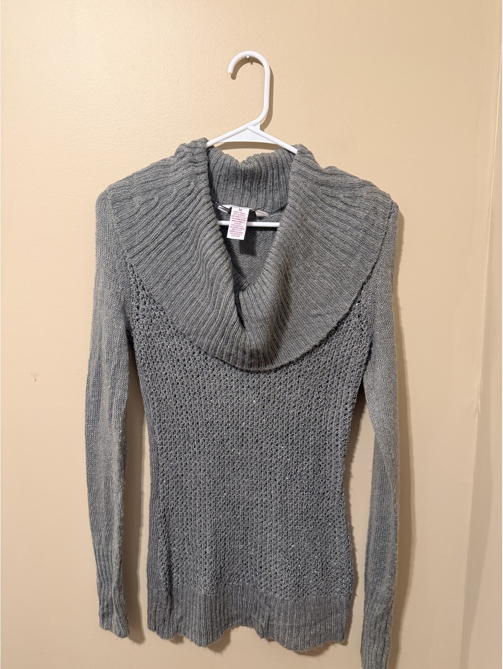 Candie's Gray Metallic Cowl Neck Sweater - Size M